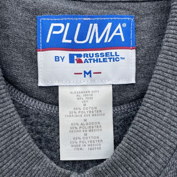 Vintage Pluma Sweatshirt Russell Athletic Mens Size Medium Gray Crewneck - Picture 4 of 5